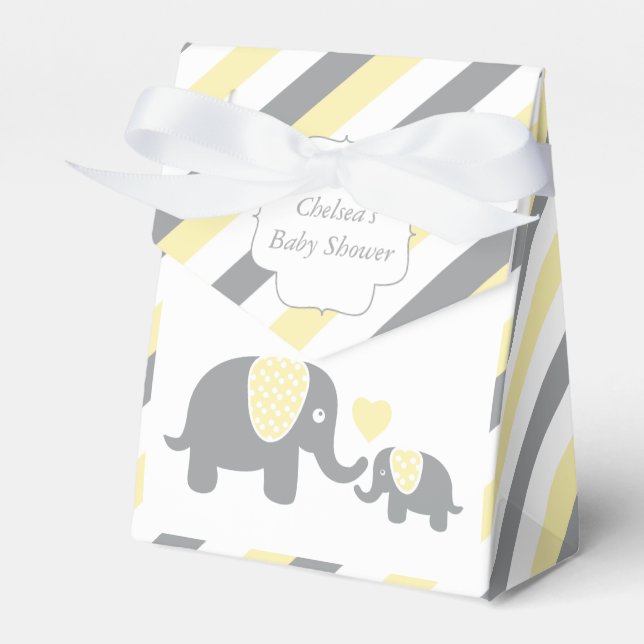 Gul och grå randig elefant presentaskar (Framsidan Sidan)