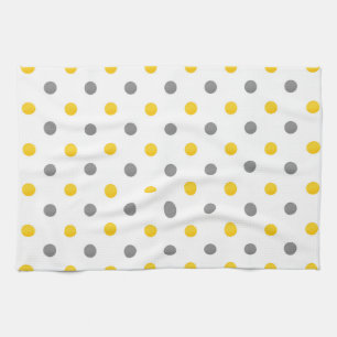 Gul och grå vattenfärgpolka dots kökshandduk