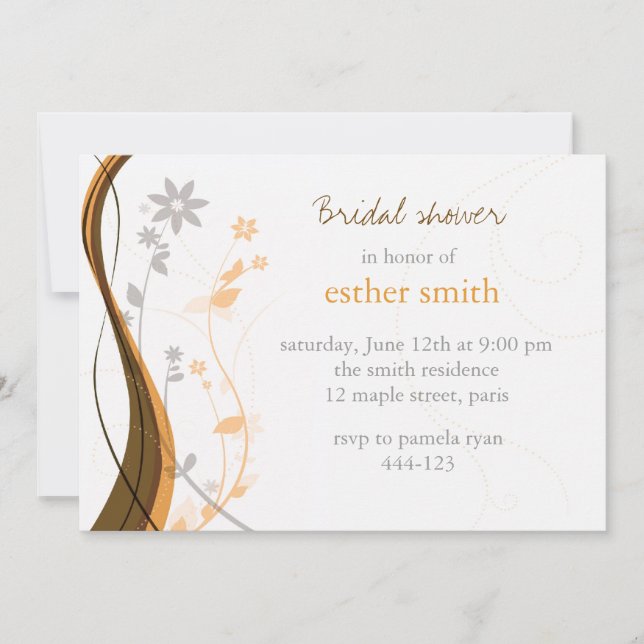 Gul- och grått-blommigt-inbjudan inbjudningar (Framsida)