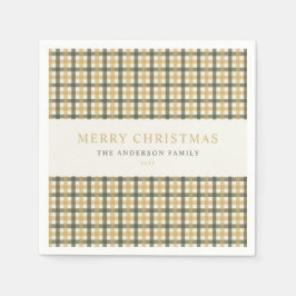 Gul och grön Gingham jul Pappersservett