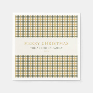 Gul och grön Gingham jul Pappersservett