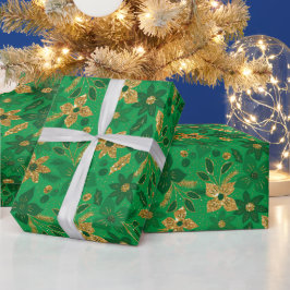 Gul och grön julstjärna blommor presentpapper