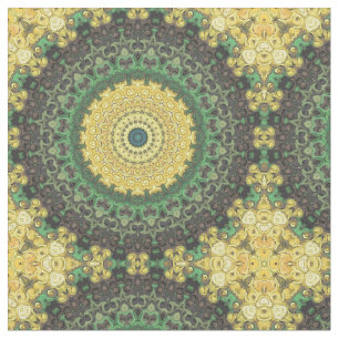 Gul och grön Kalejdoskopisk Mandala-mönster Tyg