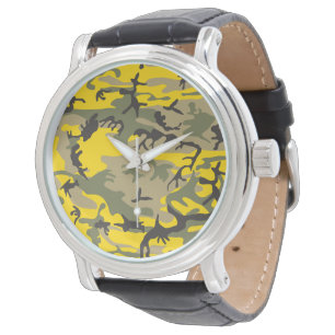 Gul och grön kamouflage, militär, armé armbandsur