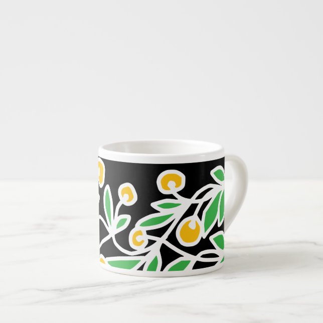 Gul och grön klotter espressomugg (Framsida höger)