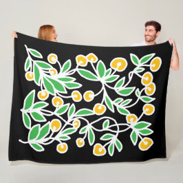 Gul och grön klotter fleecefilt