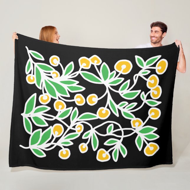 Gul och grön klotter fleecefilt (På plats)