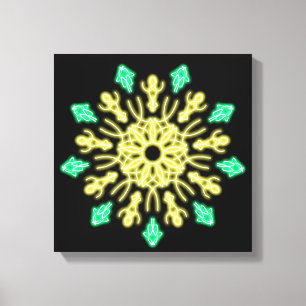Gul och grön neonblomma canvastryck