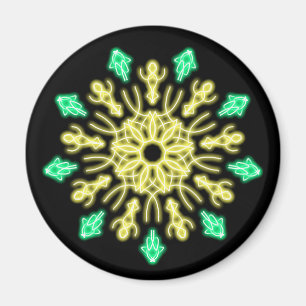 Gul och grön neonblomma magnet