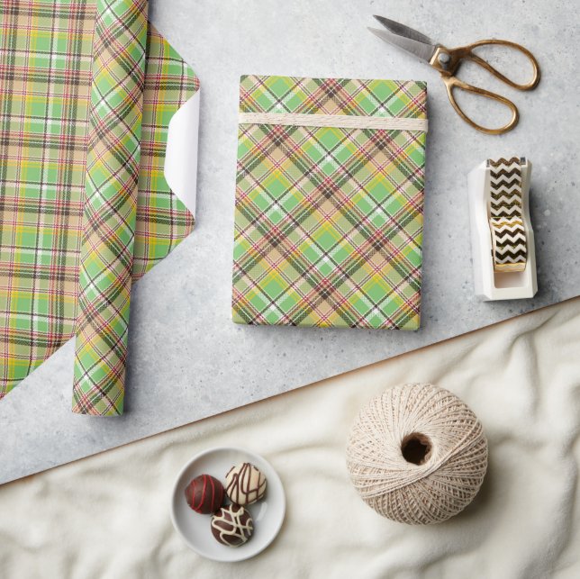 Gul och grön tartan presentpapper (Hantverk)