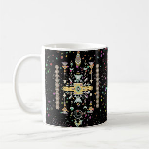 Gul och grön tribal design kaffekopp
