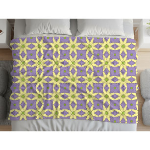 Gul och lila geometrisk blommig mönster fleecefilt