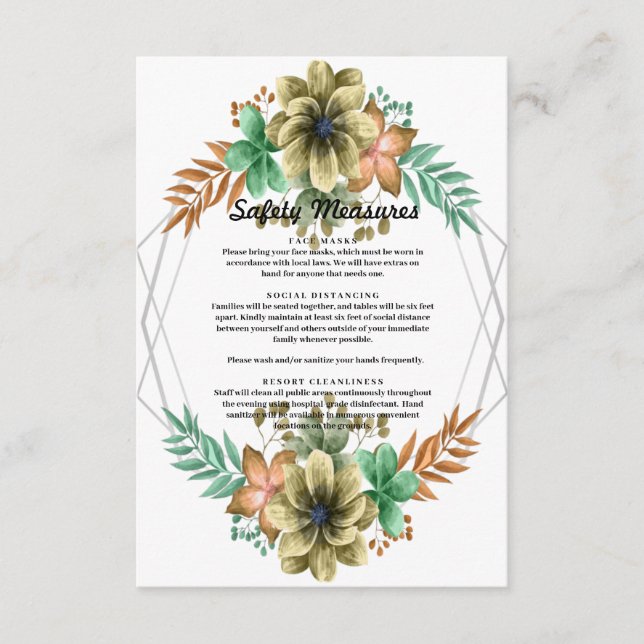 Gul Och Orange Akvarell Blommig Säkerhetsåtgärd Tilläggskort (Framsida)