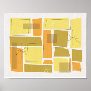 Gul och orange funky mönster Mid Century Modern Poster