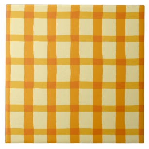 Gul och orange pläd kakelplatta