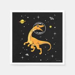 Gul och orange Velociraptor Dinos i utrymme Pappersservett