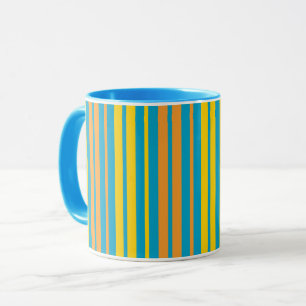 Gul och orange vertikala ränder Blå Mugg