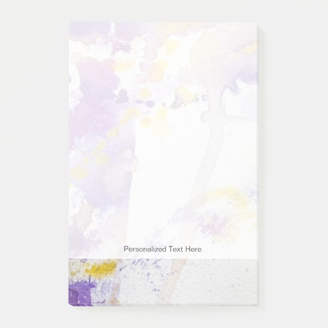 gul och purpurfärgad vattenfärgbakgrund post-it block (Framsida)