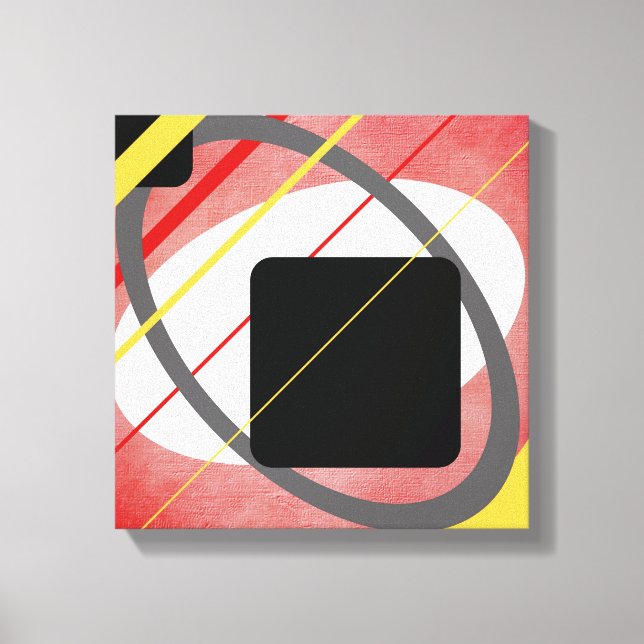 Gul och röd geometrisk design inklädd canvas (Framsida)