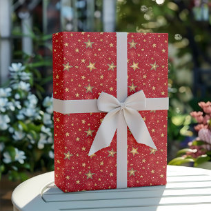 Gul och röd julstjärnmönster presentpapper