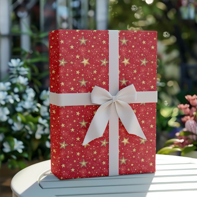 Gul och röd julstjärnmönster presentpapper (Skapare uppladdad)