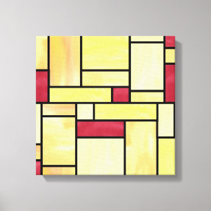 Gul och röd kanfas för målat glass (12x12) canvastryck