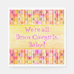 Gul och rosa disco-cowgirlfrans pappersservett