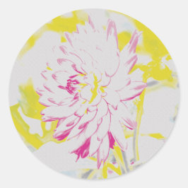 Gul och rosa sommar dahlia blom målning runt klistermärke