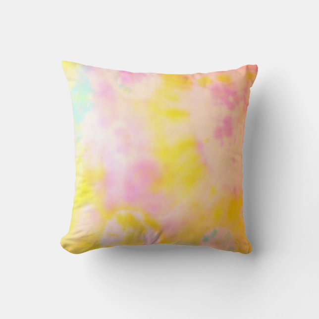 Gul och rosa Tie-dyed kudde (Framsida)