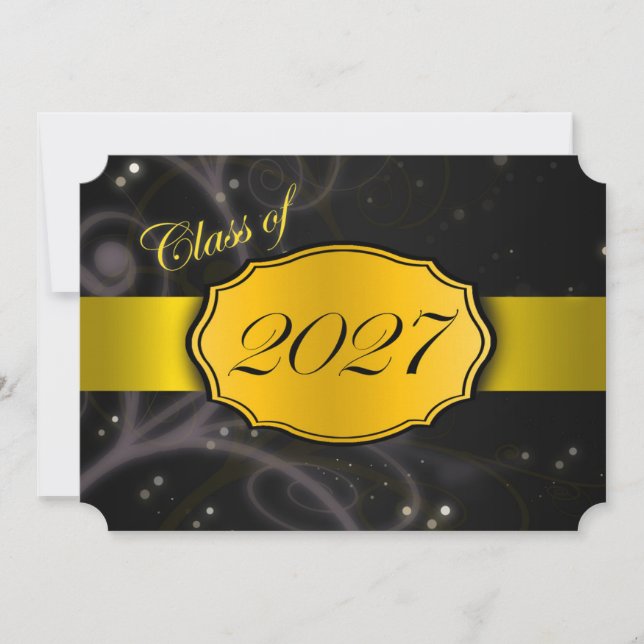 Gul och svart 2027-examen inbjudningar (Framsida)