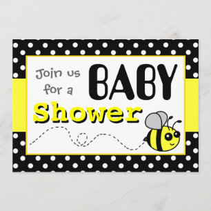 Gul och svart baby shower för gullig humla inbjudningar