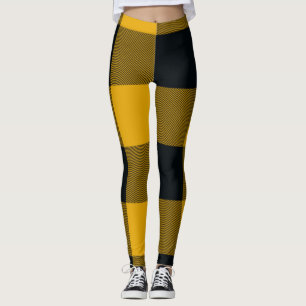 Gul och svart buffelmönstrad rutig leggings
