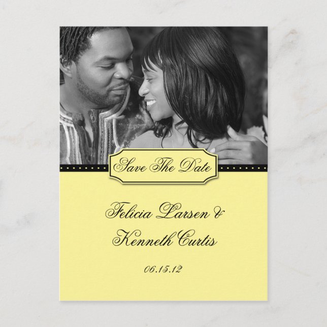 Gul och svart foto Spara datum Meddelande Vykort (Framsida)