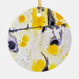 Gul och svart mönsterornament julgransprydnad keramik