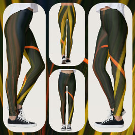 Gul och svart naturlig abstrakt leggings