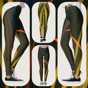 Gul och svart naturlig abstrakt leggings
