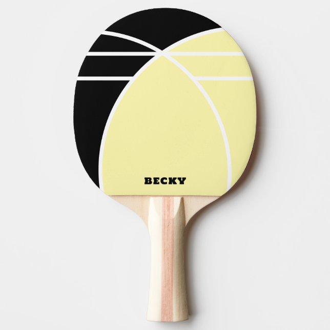 Gul och svart personlig ping pong-paddle pingisracket (Framsidan)