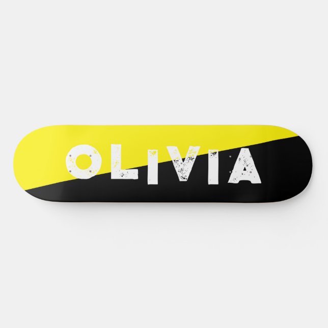 gul och svart skateboard retro delad (Horz)