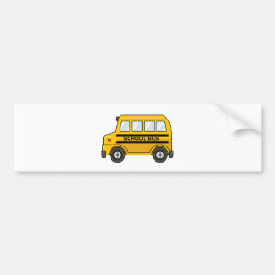 Gul och svart skolbuss för tecknad bildekal