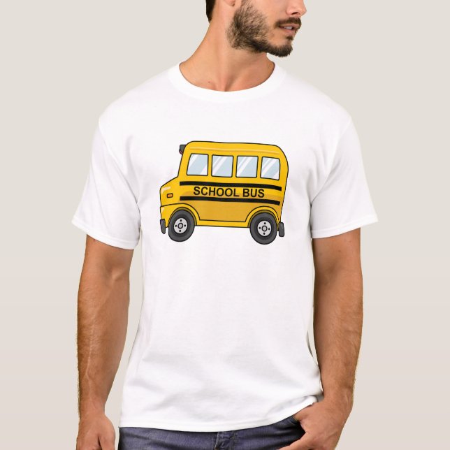 Gul och svart skolbuss för tecknad t shirt (Framsida)