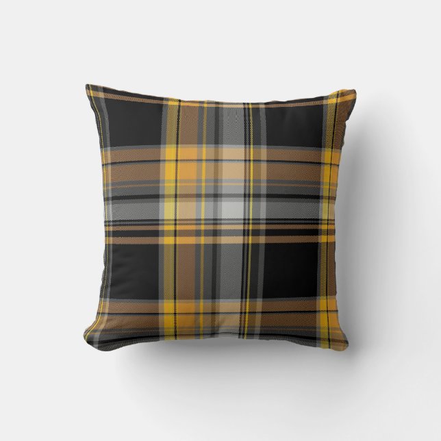 Gul och svart Tartanpläddesign Kudde (Framsida)
