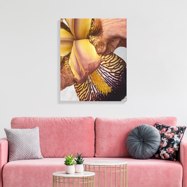 Gul och violett skäggiris blomstermotiv canvastryck (Insitu (Vardagsrum))