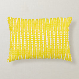Gul och vit accentkudde med prickar prydnadskudde