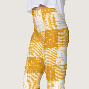 Gul och vit djärv rutig pläd-design leggings