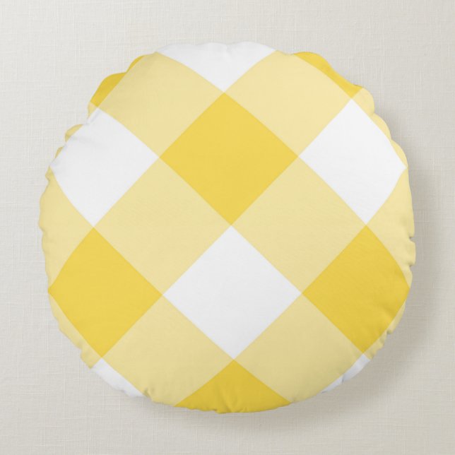gul och vit geometrisk rund kudde (Framsidan)