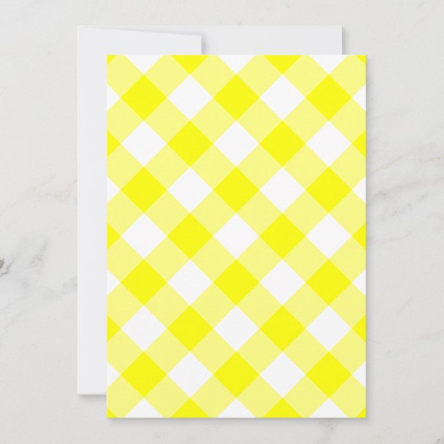 Gul och vit gingham inbjudningar (Framsida)