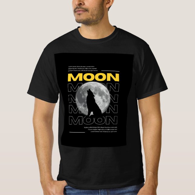 GUL OCH VIT MÖRK MÅNE T-SHIRT (Framsida)