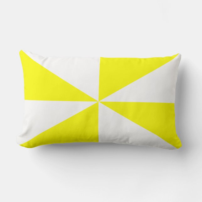 Gul och vit pinwheel lumbarkudde (Framsida)