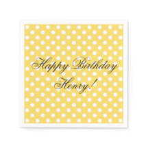 Gul och vit prickig födelsedagspapper