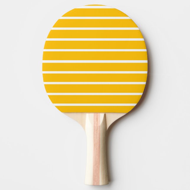 Gul och vit randig design pingisracket (Framsidan)
